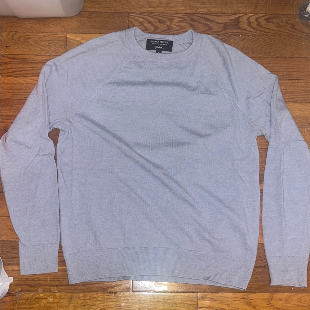 🌴⭐️ Banana Republic Men's Soft Blue Merino Wool Crewneck Sweater - EUC